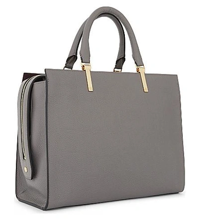 Shop Kurt Geiger Emma Grained Leather Tote In Grey