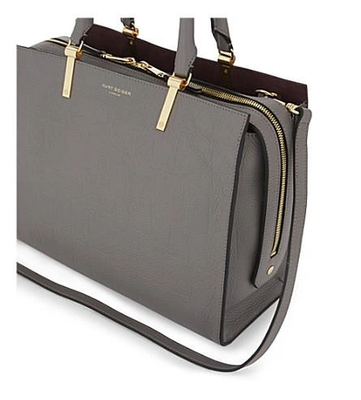 Shop Kurt Geiger Emma Grained Leather Tote In Grey