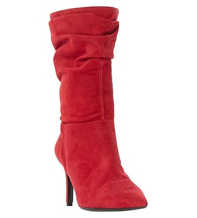 Shop Dune Reenie Suede Calf Boots In Red-suede