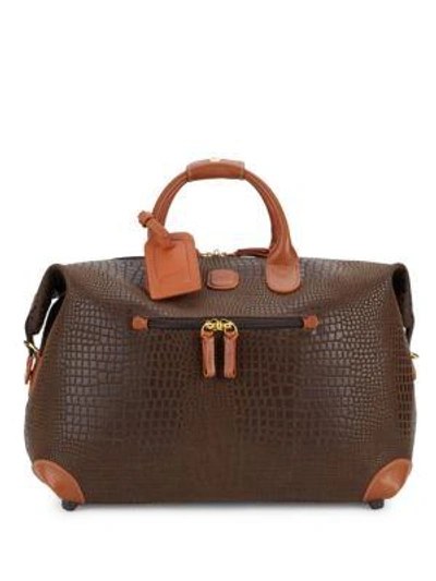 Shop Bric's 18" Leather Duffel Bag In Dark Brown