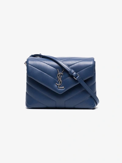 Shop Saint Laurent Blue Toy Loulou Shoulder Bag