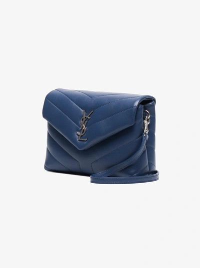 Shop Saint Laurent Blue Toy Loulou Shoulder Bag