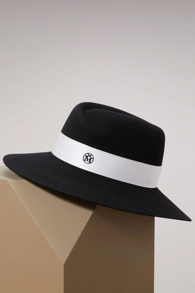 Shop Maison Michel Virginie Hat In Black/white