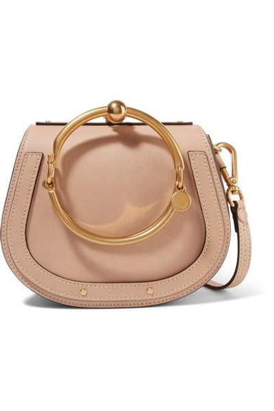 Shop Chloé Nile Bracelet Leather And Suede Shoulder Bag In Beige