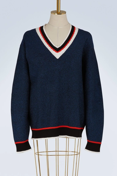 Shop Opening Ceremony V-neck Sweater In Navy Blue