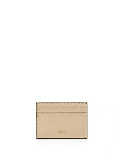 Shop Furla Babylon Small Leather Card Case In Gold
