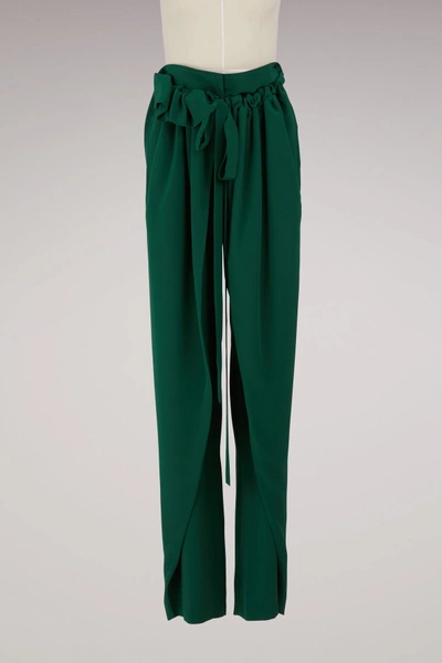 Shop Stella Mccartney Kirsten Silk Trousers In 3001 - Leaf Green