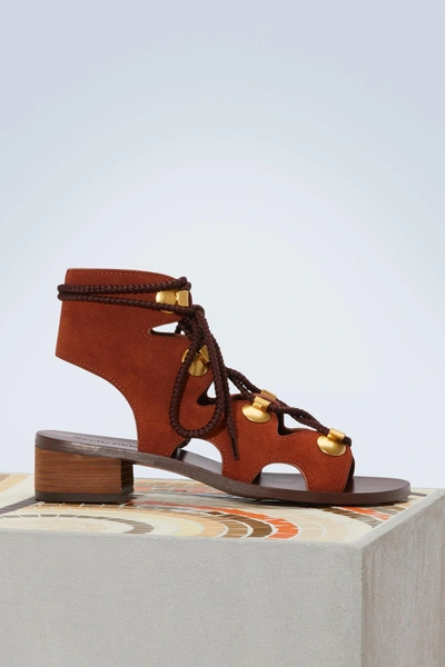See By Chloé Edna Flat Sandals In Crosta 221 Rust | ModeSens