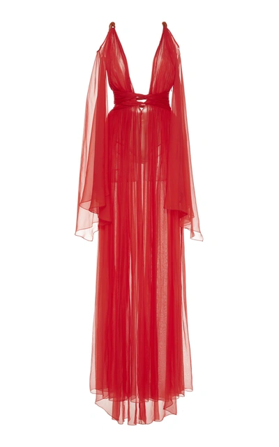 Shop Dundas Grecian Rope Shoulder Gown In Red