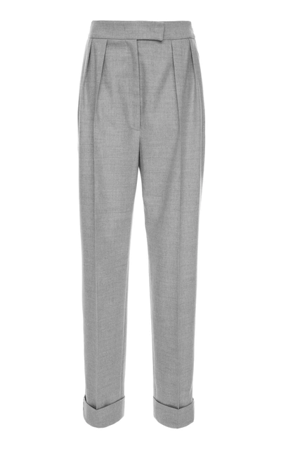 Shop Agnona Wool Cashmere Flannel Boy Pant In Grey