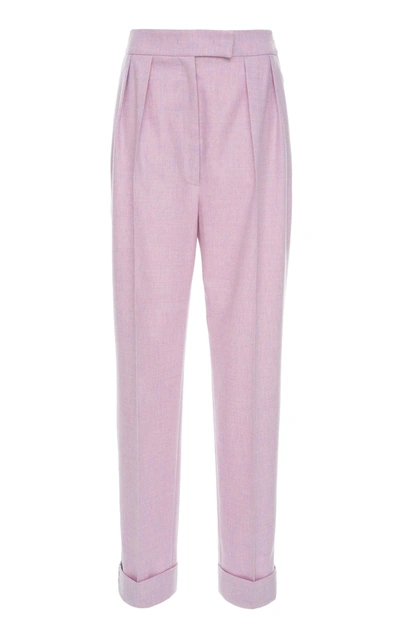 Shop Agnona Wool Cashmere Flannel Boy Pant In Pink