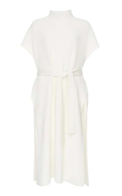 Shop Agnona Midi Cashmere Tunic Dress In White