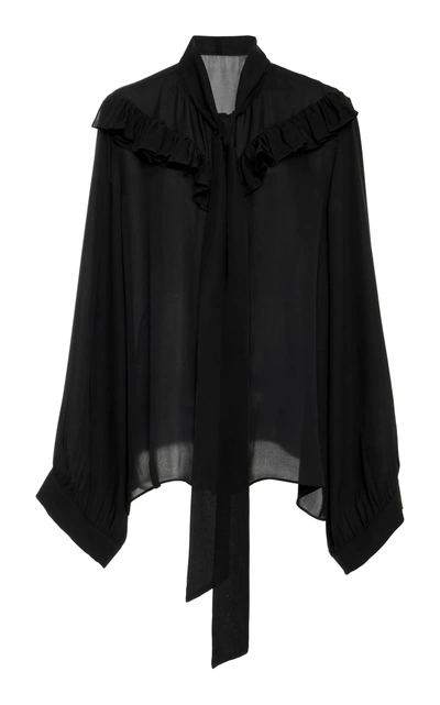 Shop Nili Lotan Vanna Silk Gorgette Blouse In Black