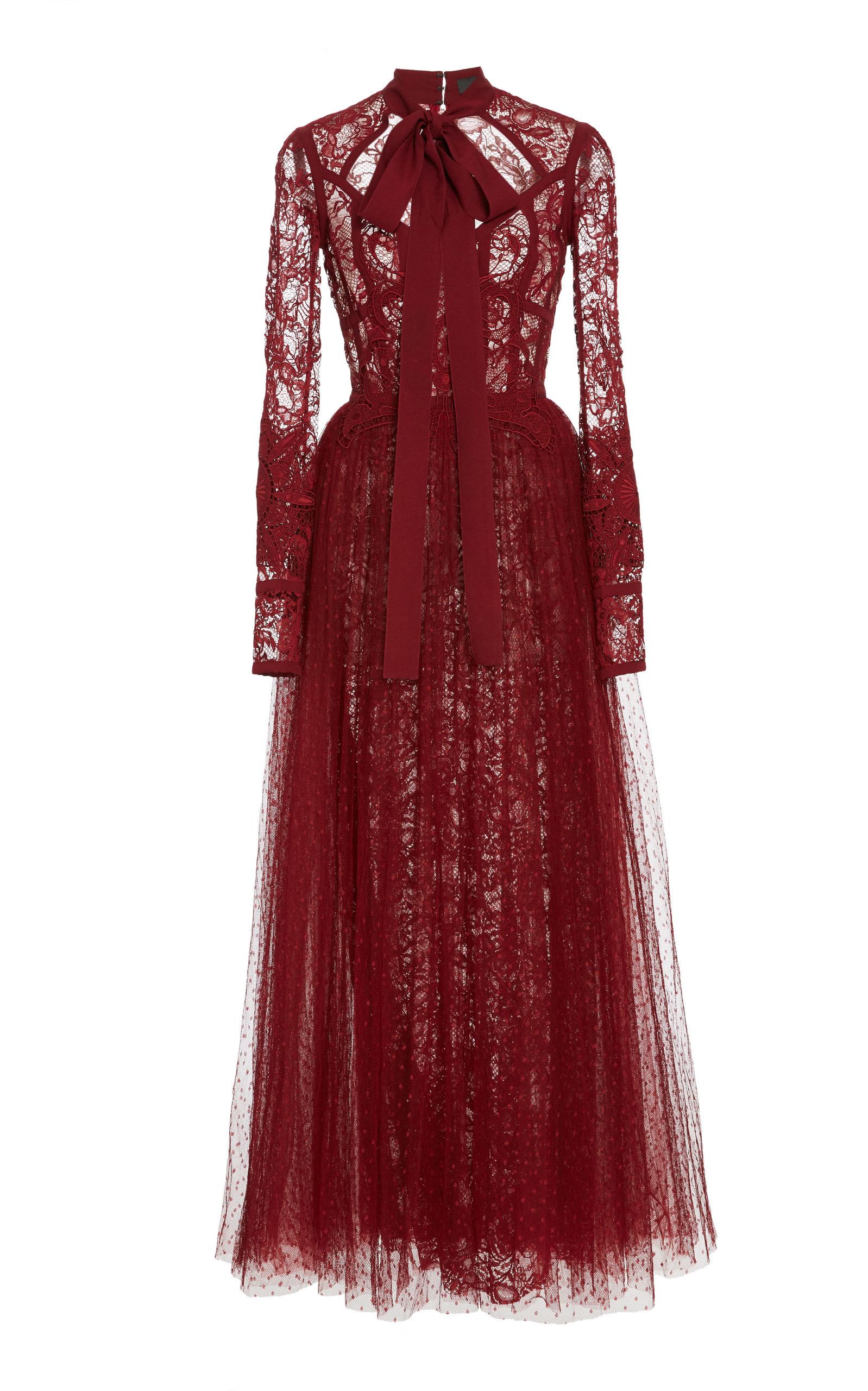 Elie Saab Chest Cut Out Dress In Burgundy | ModeSens
