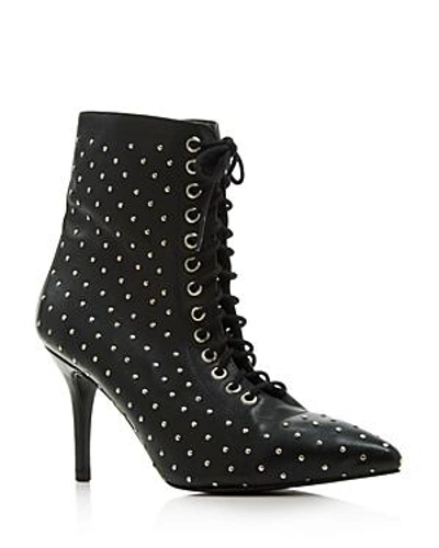 Shop Archive Women's Delancey Leather Studded Lace Up Booties In Black