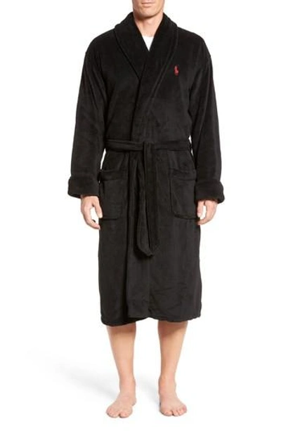 Shop Polo Ralph Lauren Microfiber Robe In Black