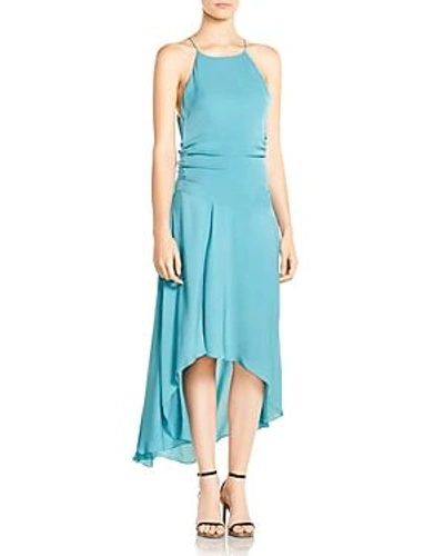Shop Haute Hippie The Marina Ruched High/low Hem Silk Dress In Oasis