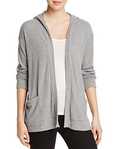 Shop Chaser Rib-knit Hooded Cardigan In Heather Gray
