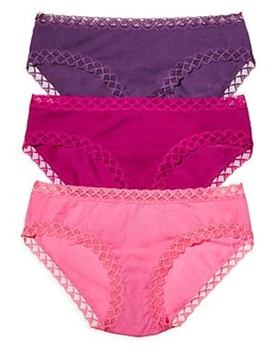 Shop Natori Bliss Girl Briefss, Set Of 3 In Aubergine/petunia/pink