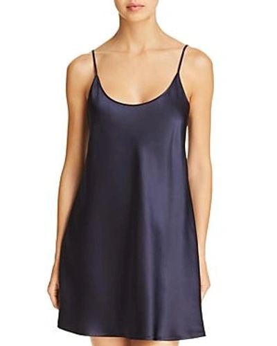 Shop La Perla Silk Chemise In Midnight Blue