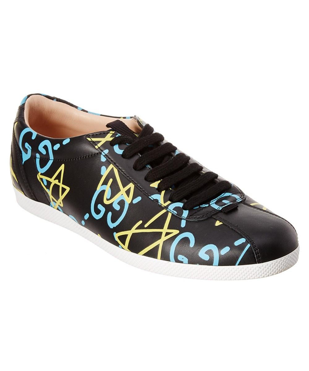 Gucci Ghost Print Black Leather Low Top 