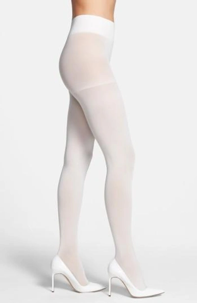Shop Dkny Opaque Control Top Tights In Whisper White
