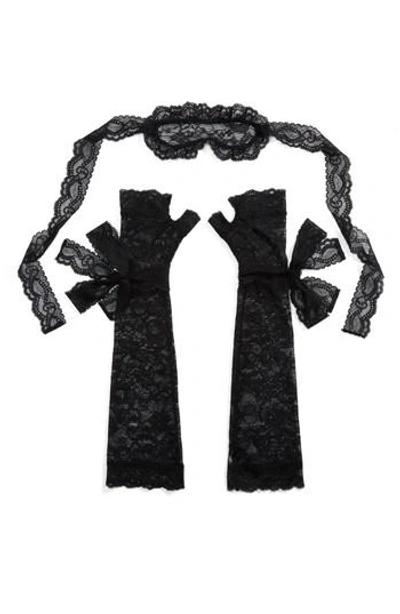 Shop Aubade Boite A Desir Lace Mask & Gloves Set In Noir