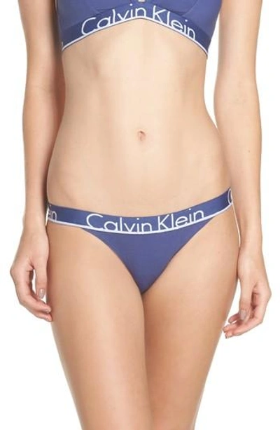 Shop Calvin Klein Logo Cotton Tanga In Placid
