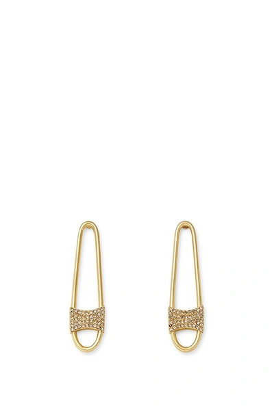 Shop Rebecca Minkoff Pave Safety Pin Earring In Gold