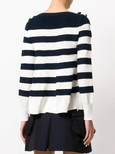Shop Sacai Striped Sweater In Blue