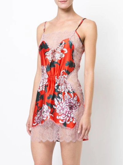 Shop Fleur Du Mal Lace Appliqué Slip Dress In Kiku Red