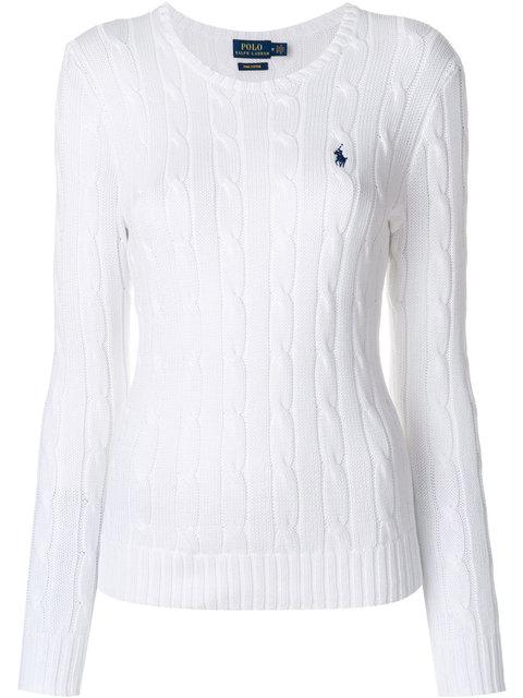 ralph lauren white cable knit sweater