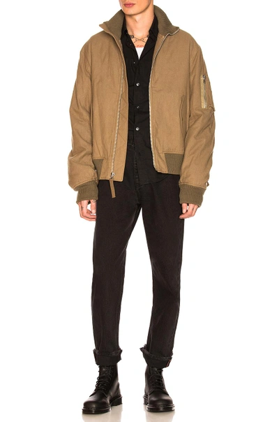 Shop Helmut Lang Re-edition High Collar Bomber In Army Green