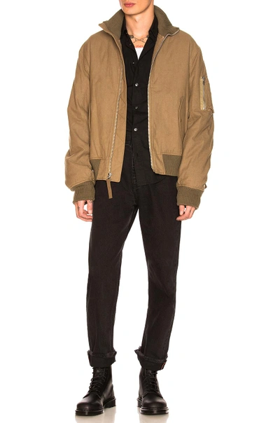 Shop Helmut Lang Re-edition High Collar Bomber In Army Green