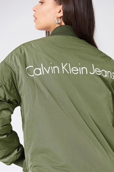 Shop Calvin Klein Olva Padded Logo Bomber - Green