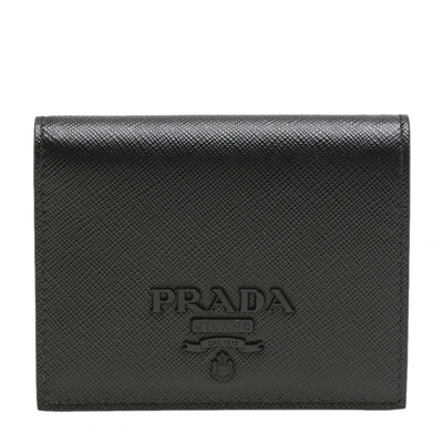 Shop Prada Mono Logo Billfold Wallet In Black