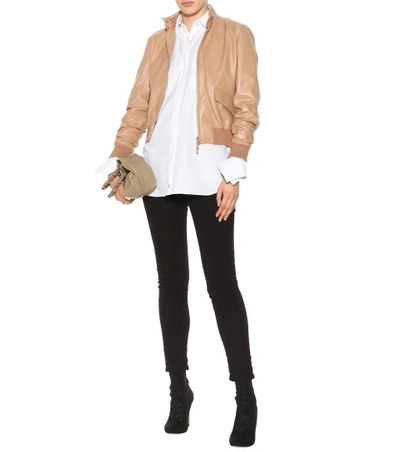 Shop The Row Erhly Leather Jacket In Beige