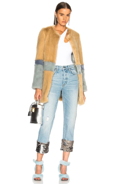 Shop Shrimps Garfunkel Faux Fur Coat In Blue,neutrals