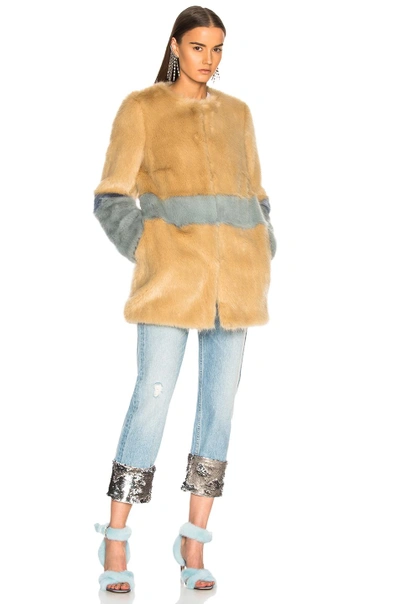 Shop Shrimps Garfunkel Faux Fur Coat In Blue,neutrals