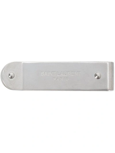 Shop Saint Laurent Logo Engraved Money Clip In Black