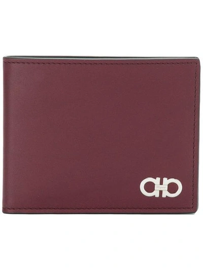 Shop Ferragamo Double Gancio Foldover Wallet In Red