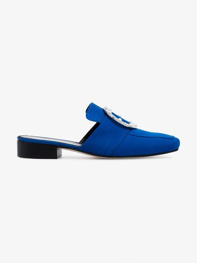 Shop Dorateymur Pet Crystal Embellished Flat Loafers In Blue