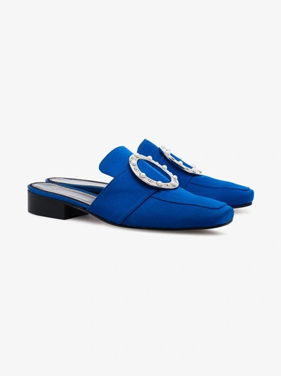 Shop Dorateymur Pet Crystal Embellished Flat Loafers In Blue
