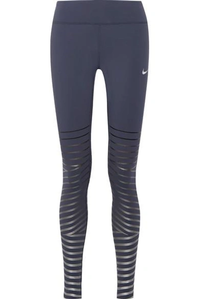 Shop Nike Power Epic Lux Metallic Striped Dri-fit Stretch Leggings