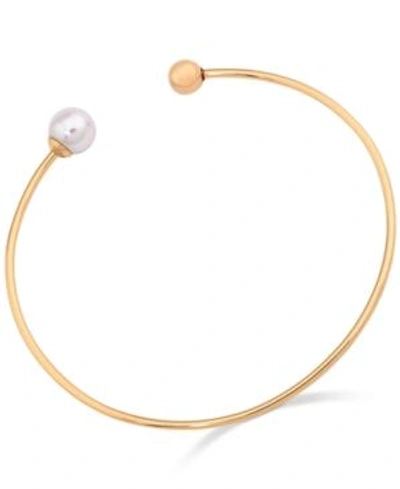 Shop Majorica Imitation Pearl Open Bangle Bracelet In Gold