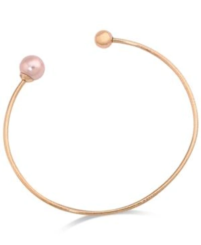Shop Majorica Imitation Pearl Open Bangle Bracelet In Rose Gold