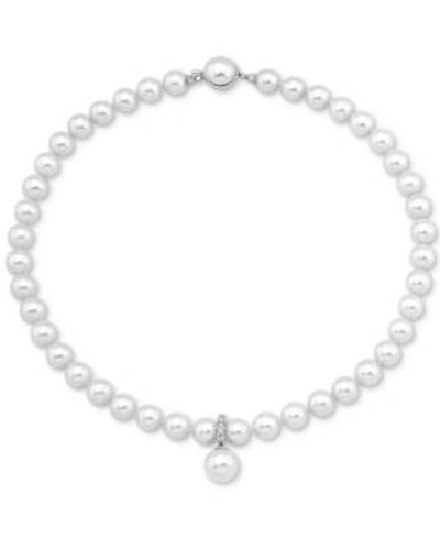Shop Majorica Sterling Silver Cubic Zirconia & Imitation Pearl Necklace In White