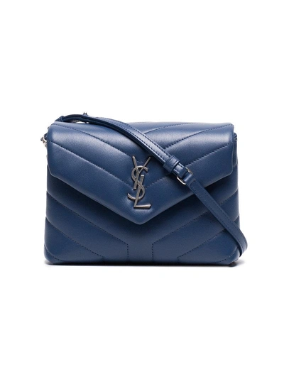 Shop Saint Laurent Blue Toy Loulou Shoulder Bag