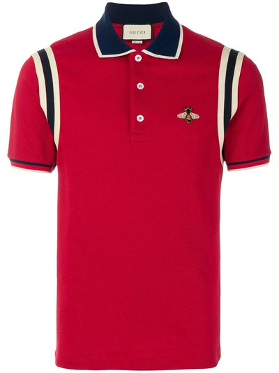 Shop Gucci Bee Embroidered Polo Shirt