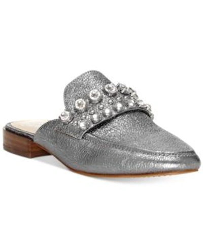 Shop Vince Camuto Torlissi Gem Stone Mules Women's Shoes In Dark Grey